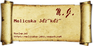 Melicska Jákó névjegykártya